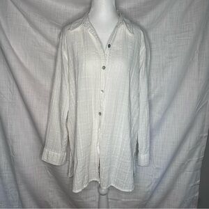 Chico's White Casual Button Down Shirt Relaxed Fit